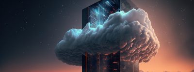 Server cloud data storage concept. Cloudscape digital online service for global network. Web database backup computer infrastructure safety technology